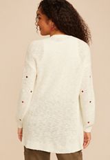 Heart Embroidered Open Front Cardigan, C3986, small
