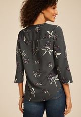 Atwood 3/4 Sleeve Floral V Neck Blouse, C9765, small