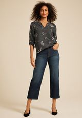 Atwood 3/4 Sleeve Floral V Neck Blouse, C9765, small