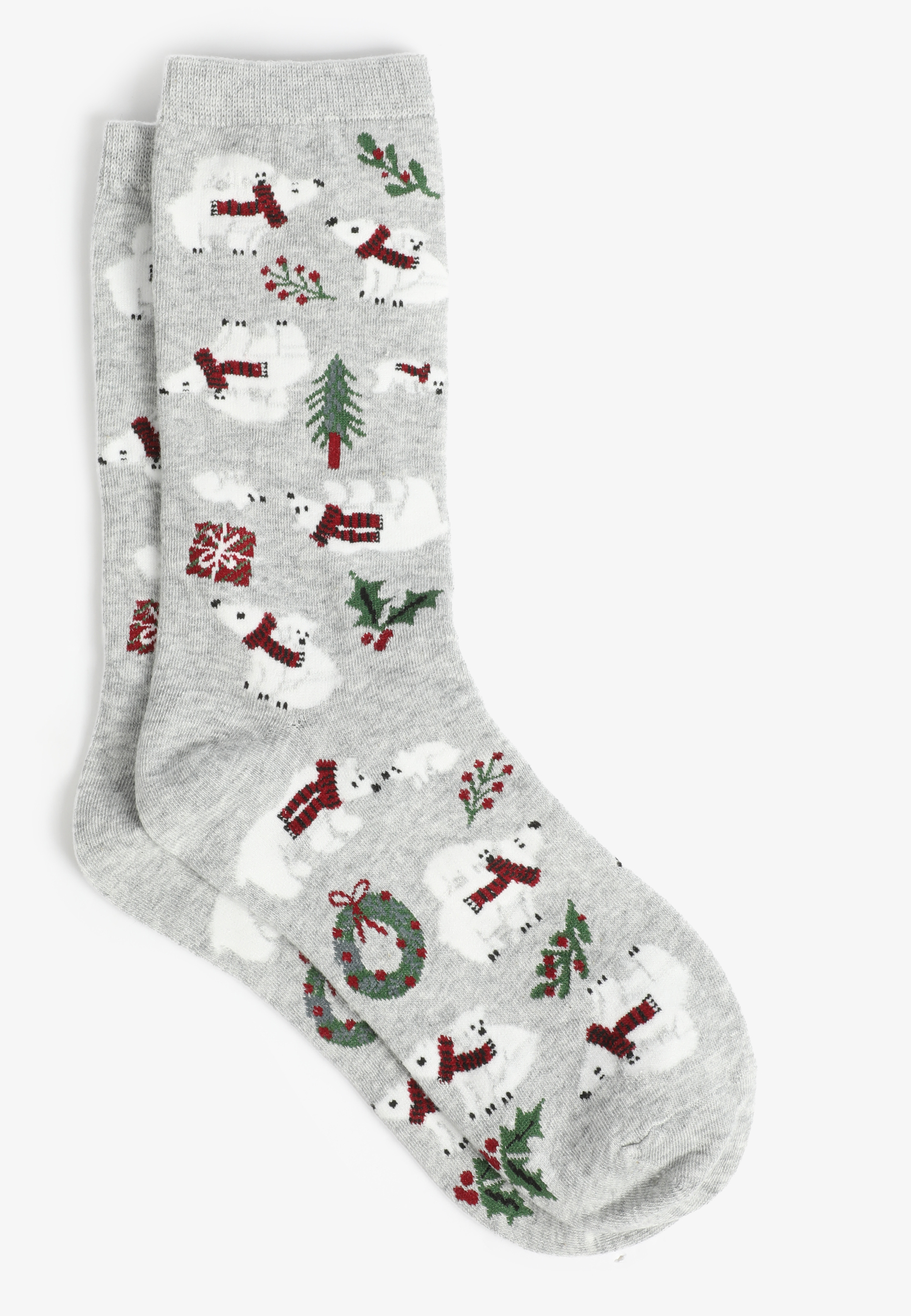 Festive Polar Bear Christmas Crew Socks