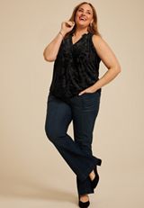 Plus Size Floral Velvet Burnout Tank Top, , small