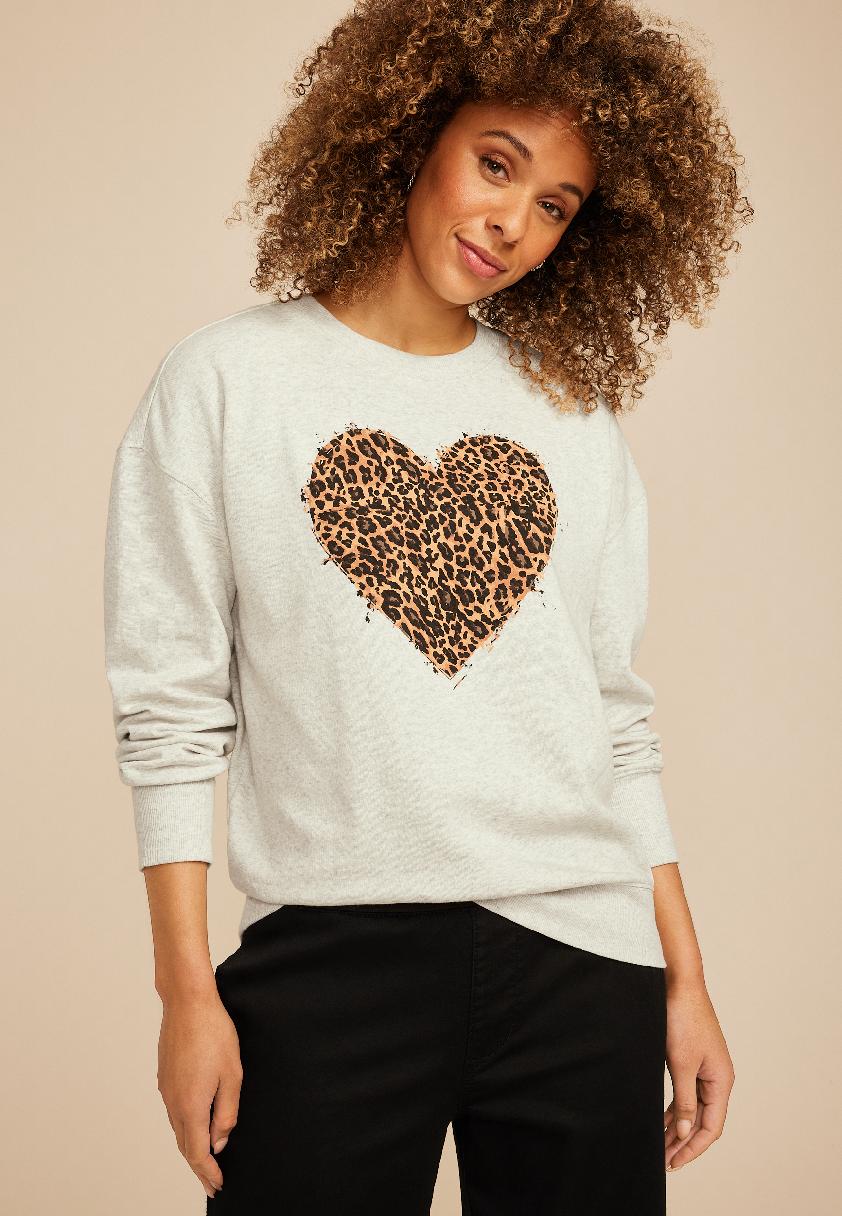 Animal Heart Relaxed Fit Sweatshirt, C3363, large