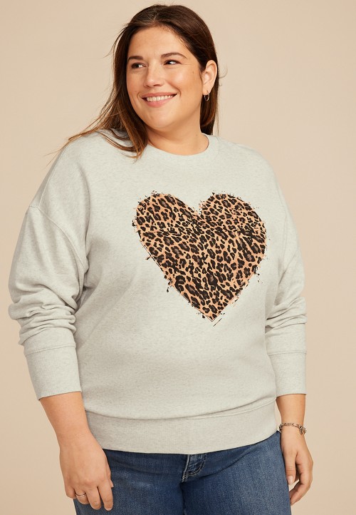 Plus Size Animal Heart Relaxed Fit Sweatshirt | maurices