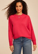 Heart Eyelet Relaxed Fit Sweatshirt, C4744, small