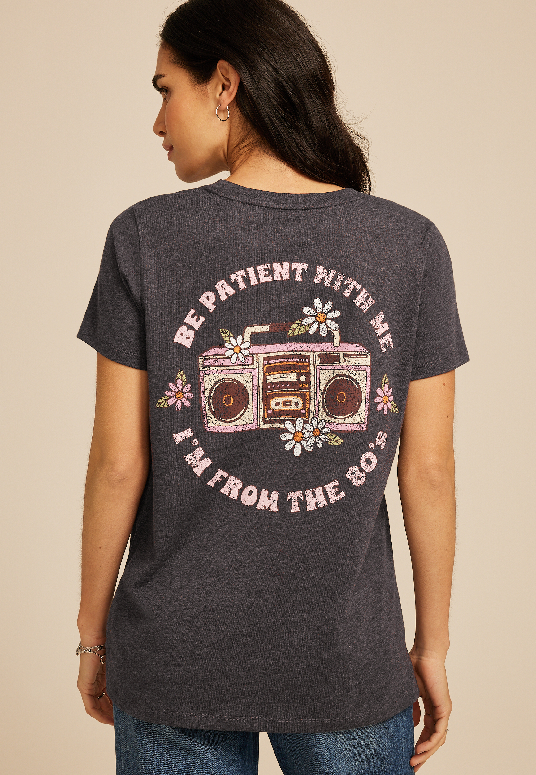 Be Patient Im From the 80s Classic Fit Graphic Tee, CHARCOAL HEATHER GRAY, large