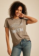 Little Bit Country Little Bit Rock N Roll Classic Fit Graphic Tee, C115, small