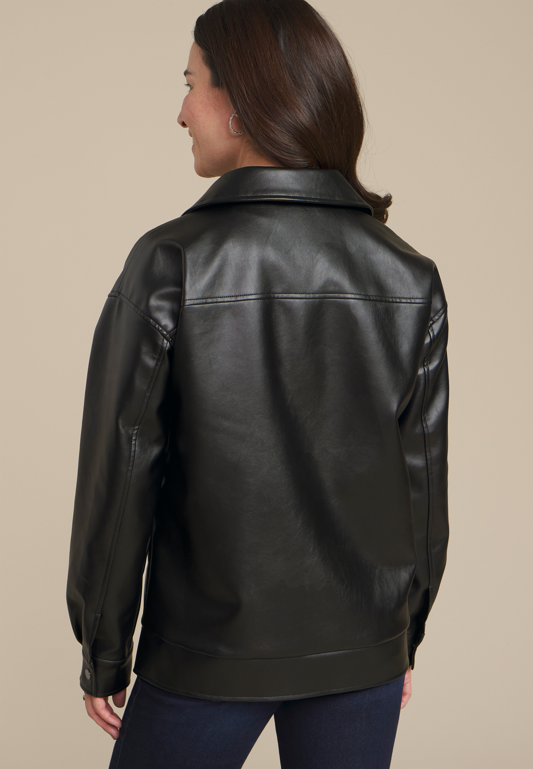 Faux Leather Oversized Jacket
