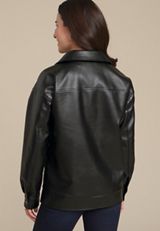 Faux Leather Oversized Jacket, C106, small