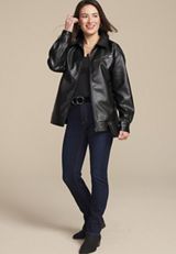 Faux Leather Oversized Jacket, C106, small