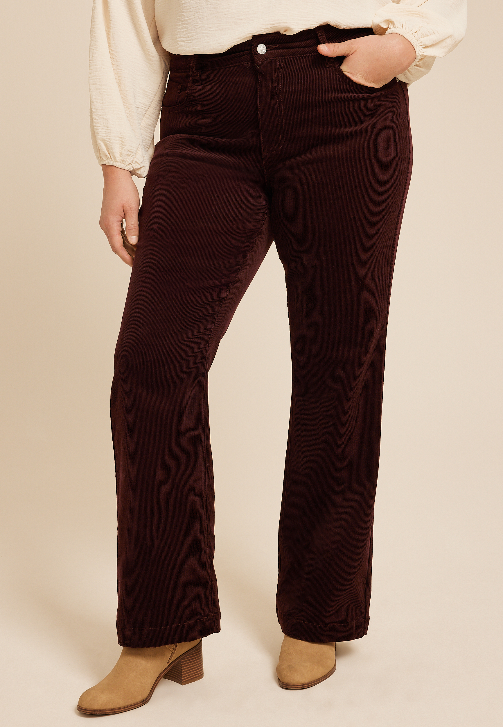 Plus Size High Rise Corduroy Bootcut Pant