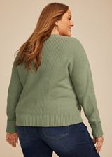 Plus Size Mixed Stitch Button Front Cardigan, C7225, small