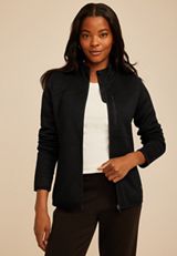 Fleece Athleisure Full Zip Jacket, BLACK, small
