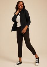 Fleece Athleisure Full Zip Jacket, BLACK, small
