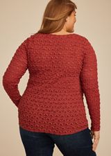 Plus Size Textured Boat Neck Long Sleeve Tee, C3518, small