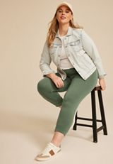 Plus Size Cloud Scuba Knit High Rise Tapered Pant, C3157, small