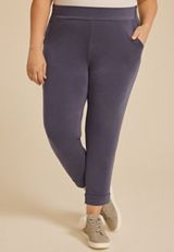 Plus Size Cloud Scuba Knit High Rise Tapered Pant, SHADOW BLUE, small