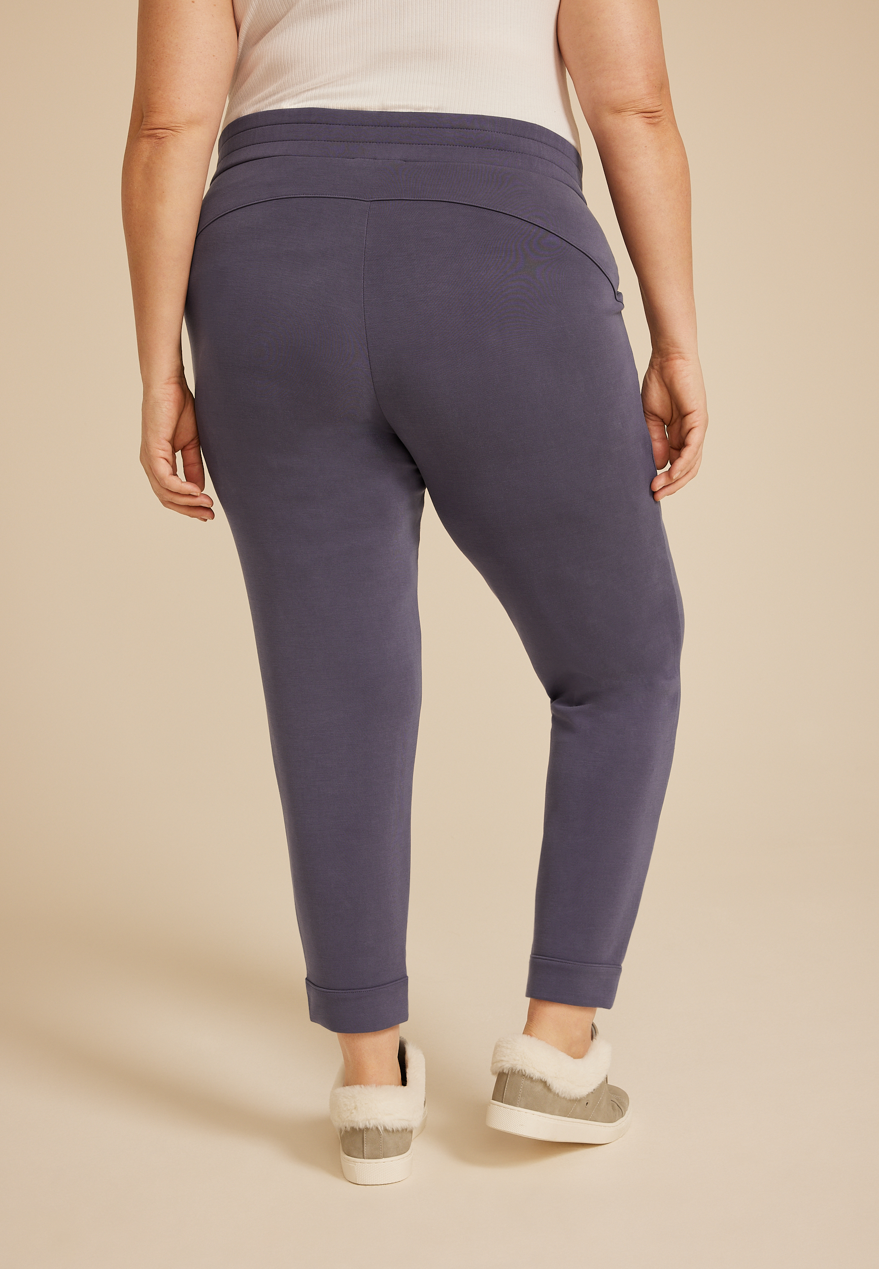 Plus Size Cloud Scuba Knit High Rise Tapered Pant, SHADOW BLUE, large