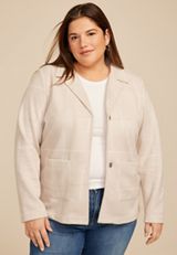 Plus Size Neutral Houndstooth Blazer, C5292, small