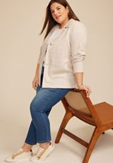 Plus Size Neutral Houndstooth Blazer, C5292, small