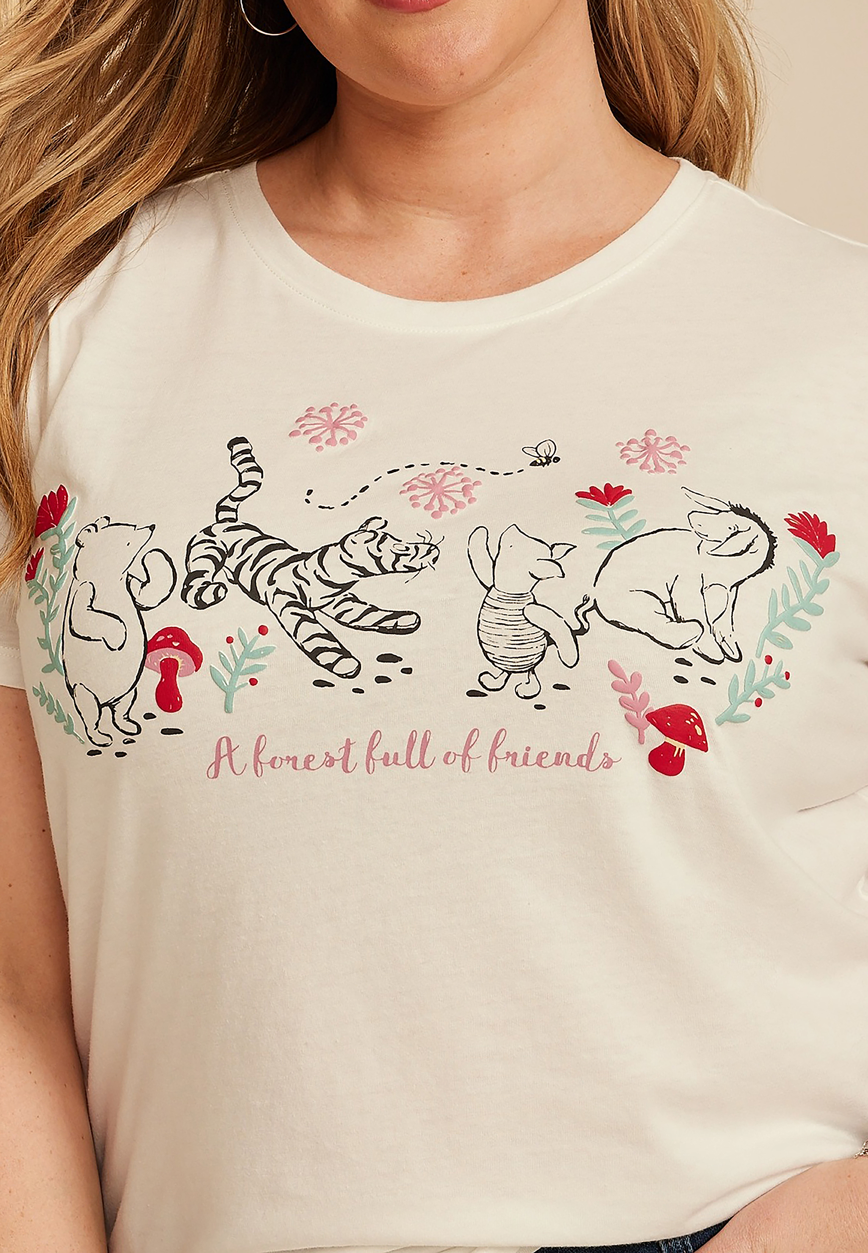 Plus Size Pooh And Friend Classic Fit Graphic Tee, ECRU, large