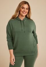 Plus Size Cloud Scuba Knit Hoodie, THYME, small
