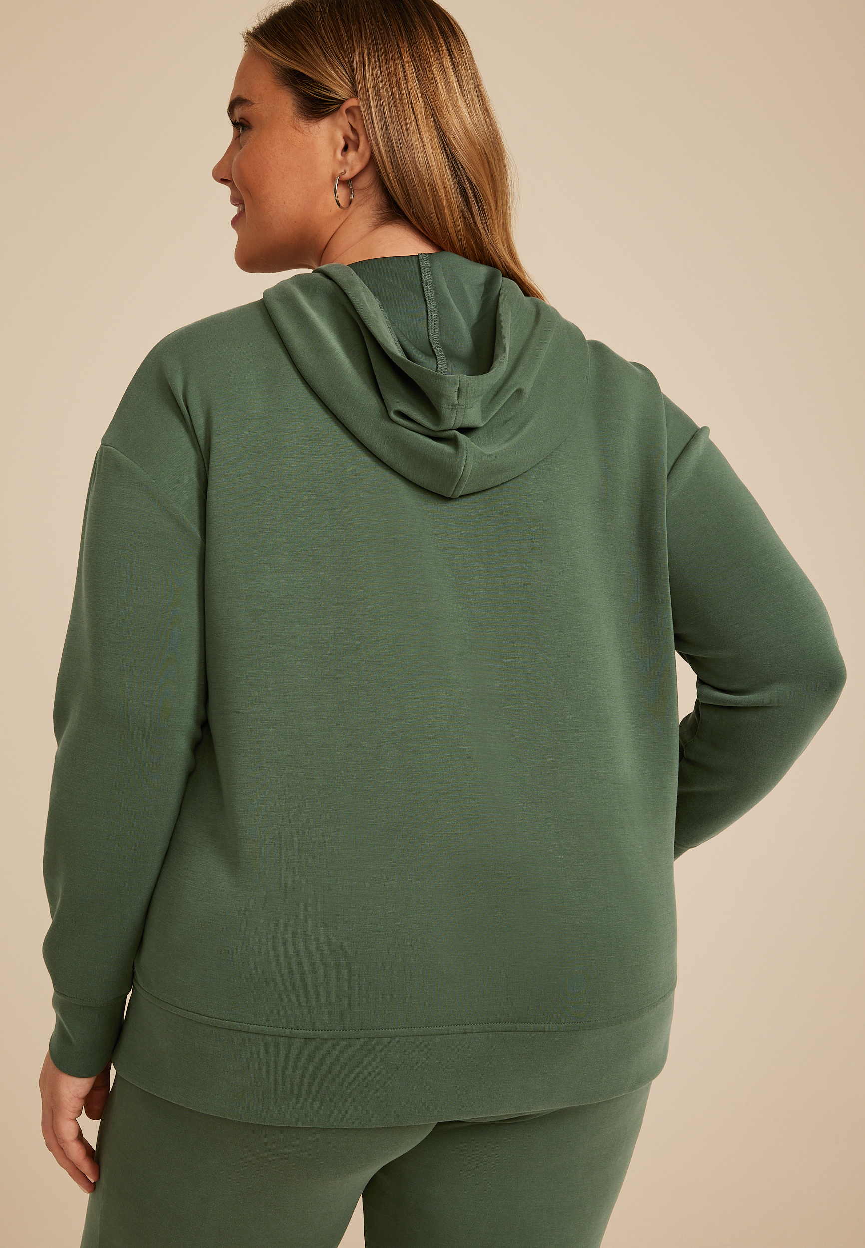 Plus Size Cloud Scuba Knit Hoodie, THYME, large