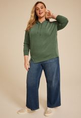 Plus Size Cloud Scuba Knit Hoodie, THYME, small