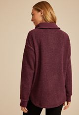 Quarter Zip Sherpa Tunic Sweatshirt, FIG, small