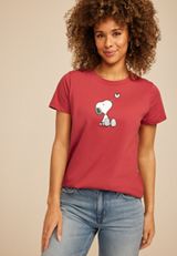 Peanuts Snoopy Heart Classic Fit Graphic Tee, EARTH RED, small