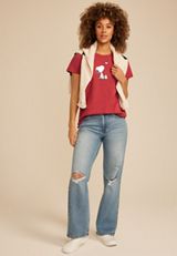Peanuts Snoopy Heart Classic Fit Graphic Tee, EARTH RED, small