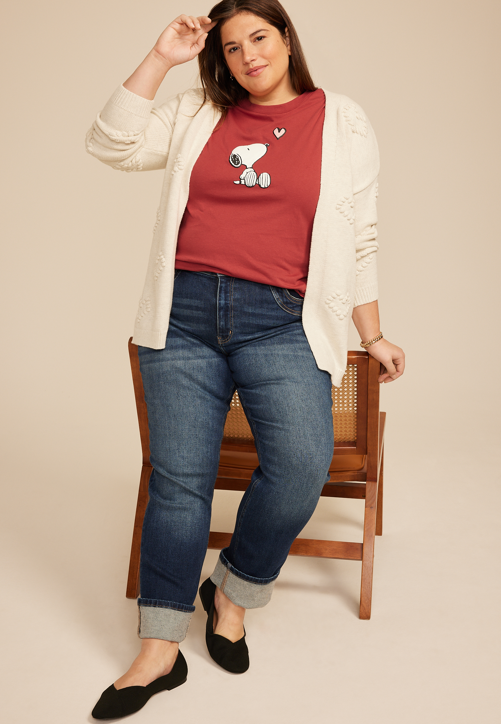 Plus Size Peanuts Snoopy Heart Classic Fit Graphic Tee, C194, large