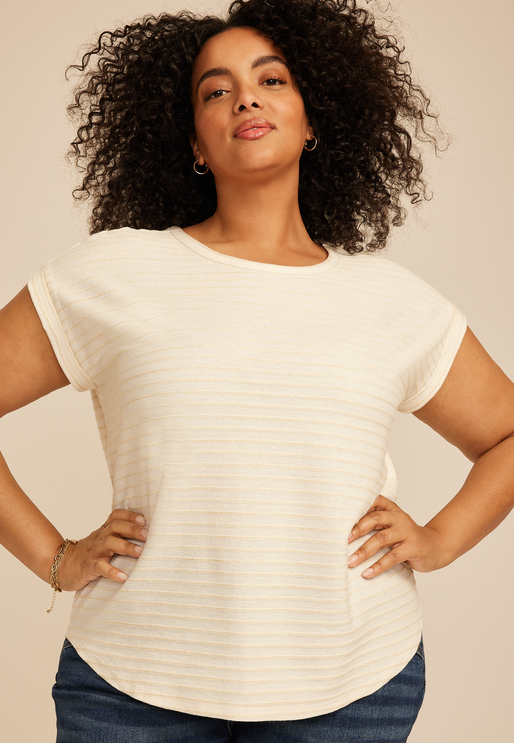 Plus Size 24/7 Metallic Striped Clara Tee