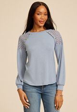 Lace Shoulder Raglan Top, C1149, small