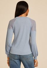 Lace Shoulder Raglan Top, C1149, small