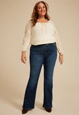 Plus Size edgely&trade; Dark High Rise Flare Jean, C258, small