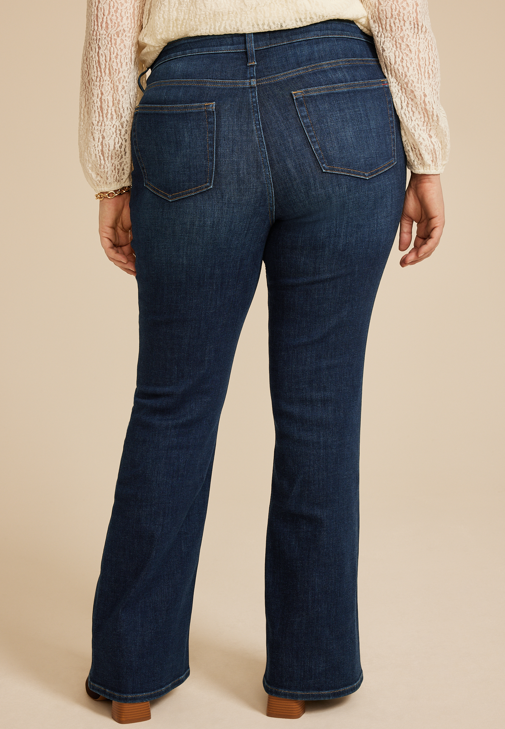 Plus Size edgely&trade; Dark High Rise Flare Jean, C258, large