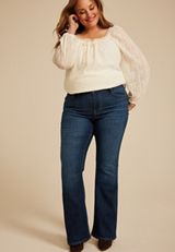 Plus Size edgely&trade; Dark High Rise Flare Jean, C258, small