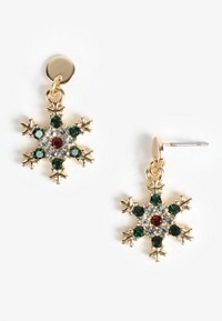 Green Rhinestone Bow Drop Earrings