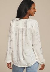 Metallic Abstract V Neck Blouse, , small