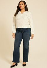 Plus Size Metallic Abstract V Neck Blouse, , small
