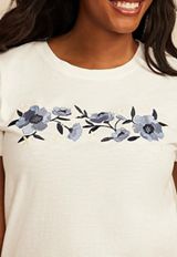 Floral Embroidered Classic Fit Graphic Tee, C4673, small