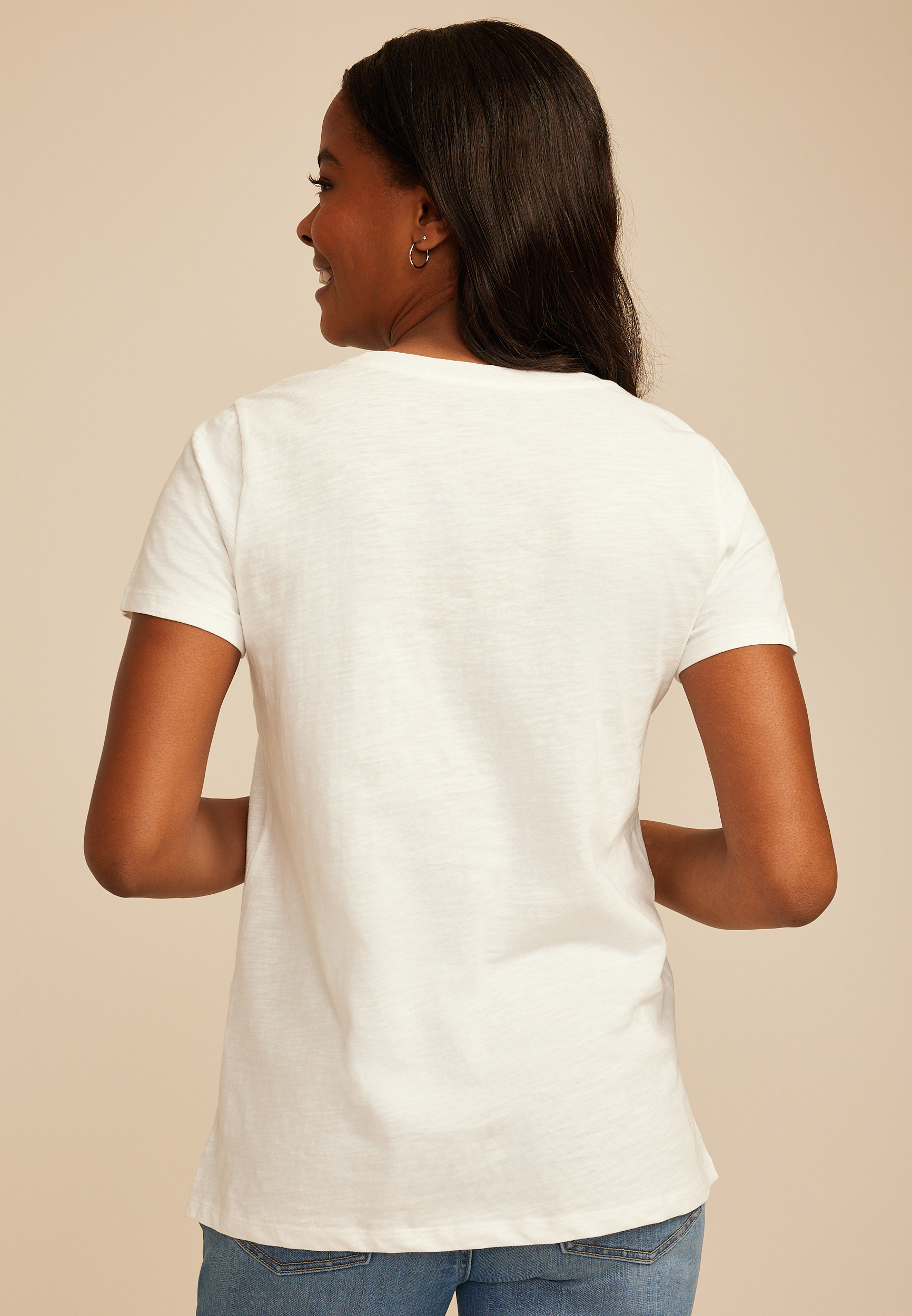 Floral Embroidered Classic Fit Graphic Tee, C4673, large