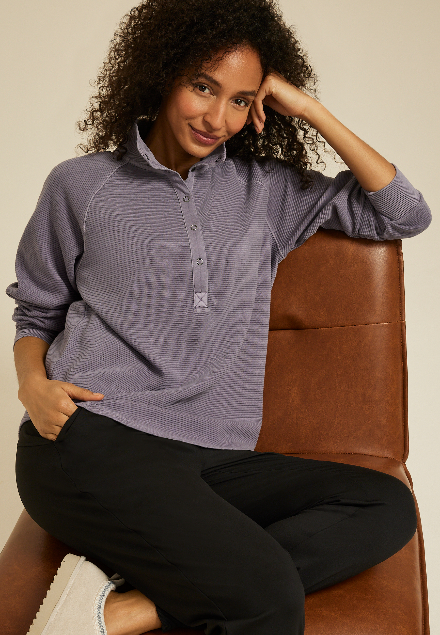 Ottoman Snap Button Sweatshirt, C3462, large