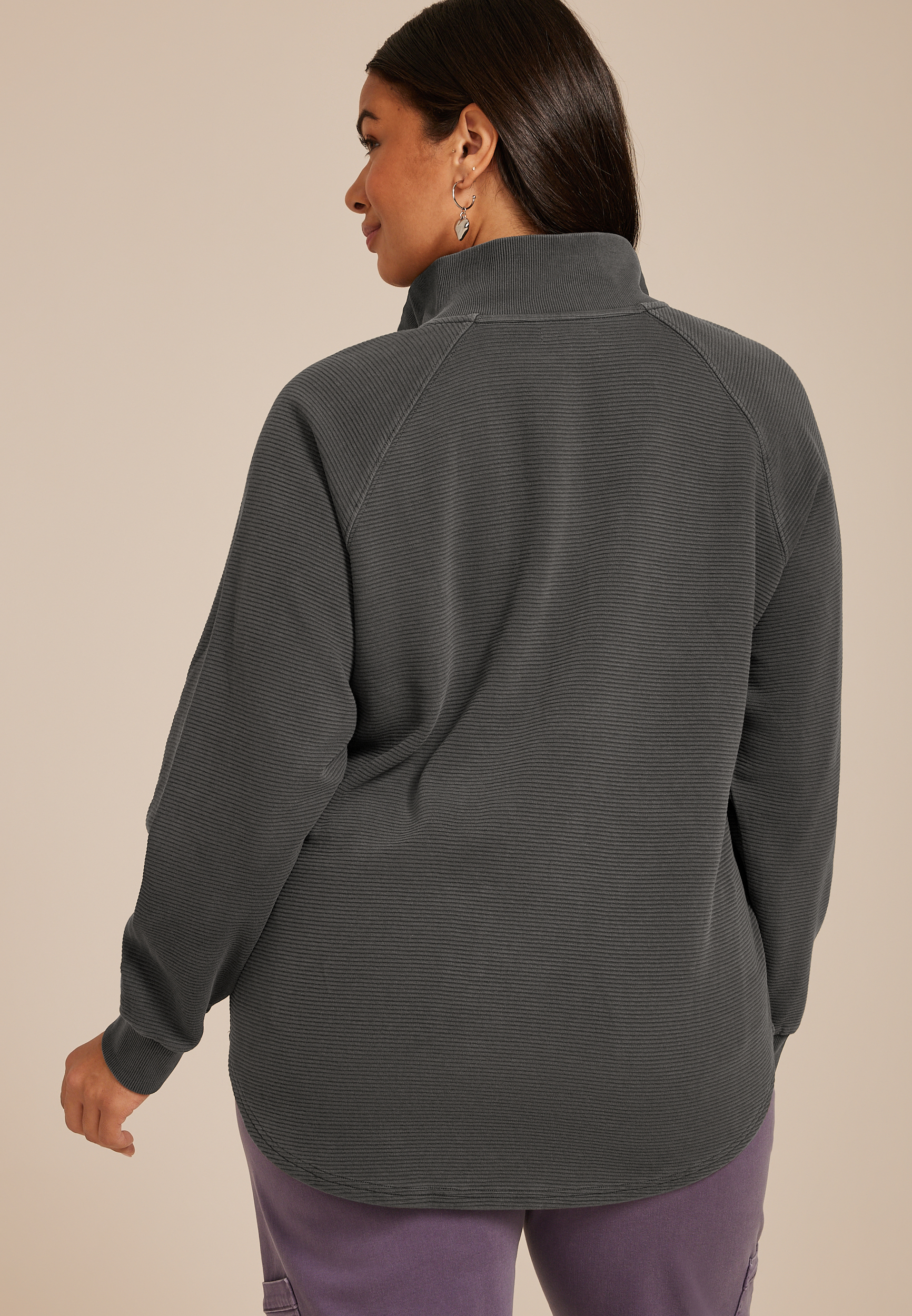 Plus Size Ottoman Snap Button Sweatshirt