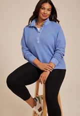 Plus Size Ottoman Snap Button Sweatshirt, C4786, small