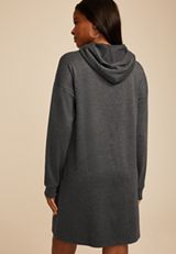 Hooded Sweatshirt Dress, CHARCOAL HEATHER GRAY, small
