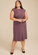 Plus Size 24/7 Wrap Bodice Ribbed Midi Dress, C4424, small