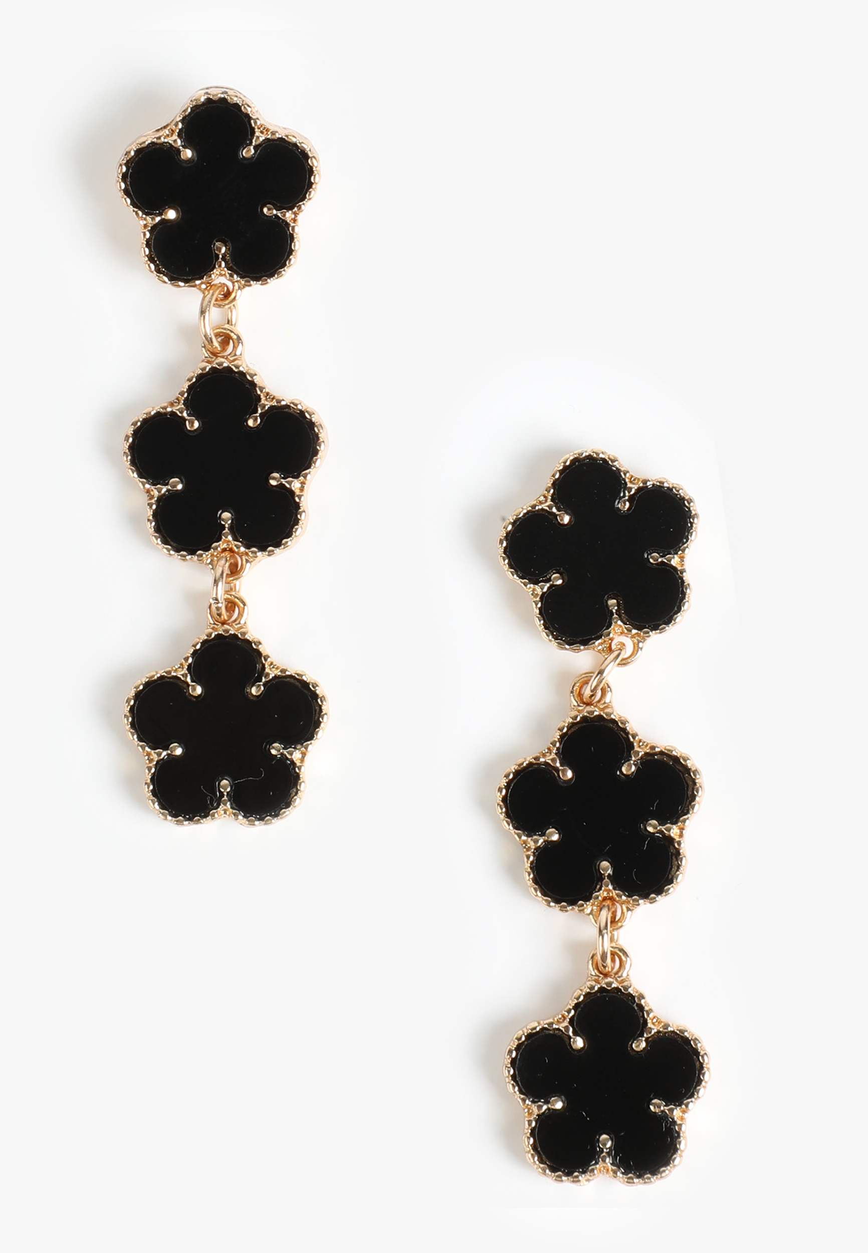 Black Triple Drop Earrings