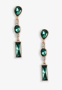 Green Rhinestone Bow Drop Earrings
