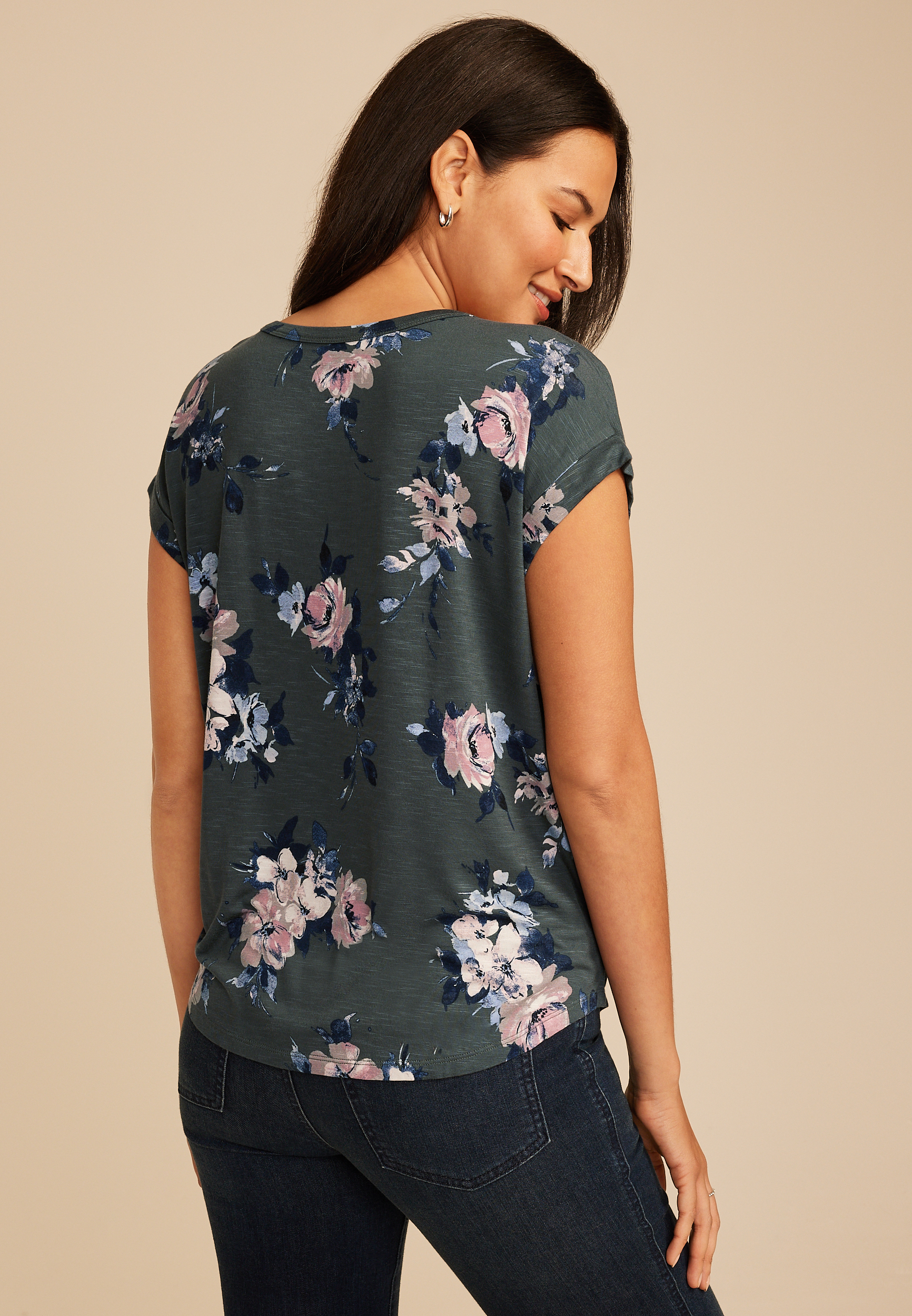 24/7 Floral Clara Tee, GREY MOON COMBO, large